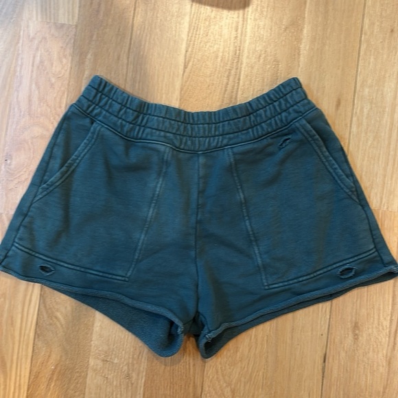 Aerie Shorts Terry Green Lounge Green Distressed Size Small - Picture 2 of 5